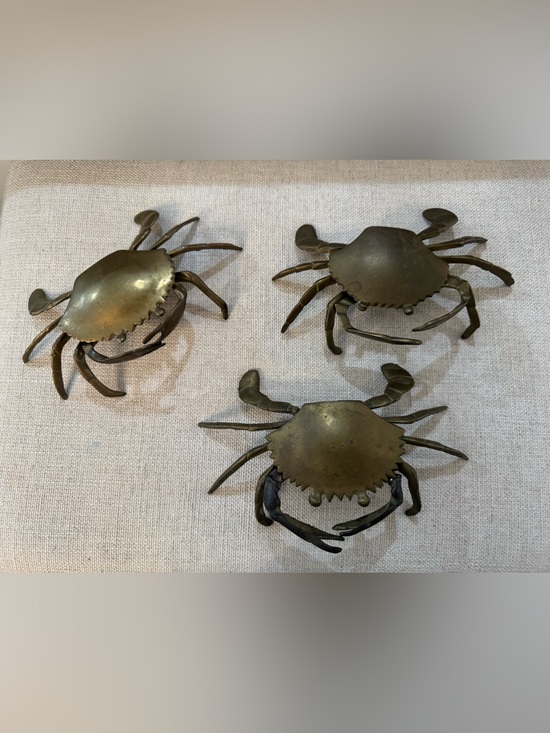 Other - 3 Bronze Crab Ash Trays Sculpture Figure 7x3 1/2”